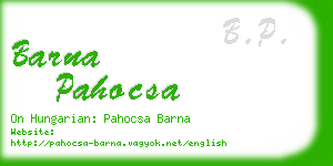 barna pahocsa business card